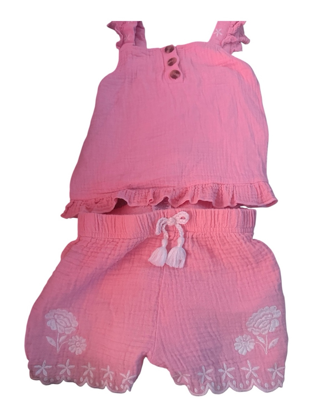 Pink Floral Ruffle Tank & Shorts Set - Picture 4 of 5